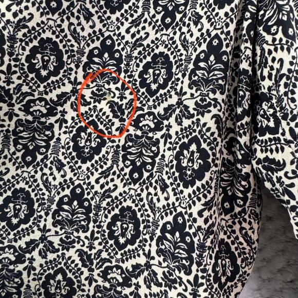 VTG Talbots Pants Women 8 Tan Black Silk Floral Trouser Straight Leg Fully Lined - Picture 12 of 16